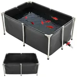 Vevor Fischteich aus Segeltuch, 480 L Fischtank, faltbares PVC-Koi-Aquarium, Fischbecken mit stabilem Rahmen & Ablassventil, für Aquakultur, Koi-Zucht & Bewässerung 1200x800x500 mm