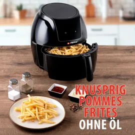 Alpina Heißluftfritteuse - 5 Liter - 230V - Airfryer - Digitaler Touchscreen - Huhn, Gemüse, Brot, Muffin - 7-8 Personen