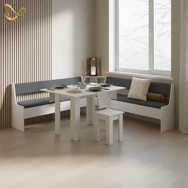 livinity® Eckbankgruppe, Weiß 210 x 210 cm mit Tisch