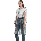 LERTREEUK Damen EVA Transparent Regenmantel Leichte Regenbekleidung Wasserdichte Regenjacke mit Gürtel - L