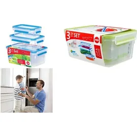 Emsa Clip&Close rechteckig Aufbewahrungsbehälter-Set, 3-tlg. grün (515585)