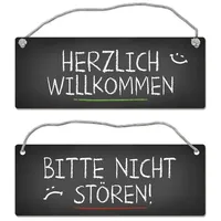 Trendaffe Nicht stören oder herzlich willkommen Wendeschild mit Kordel