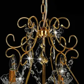 vidaXL Kronleuchter mit Kristallperlen Golden Rund 6×E14