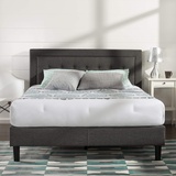 Zinus Dachelle Bett 140x200 cm - Höhe 31 cm - Gepolsterter Plattformbettrahmen mit Holzlattenrost - Dark Grey