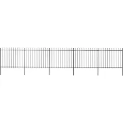 Gartenzaun mit Speerspitzen Stahl 8,5 x 1,5 m Schwarz