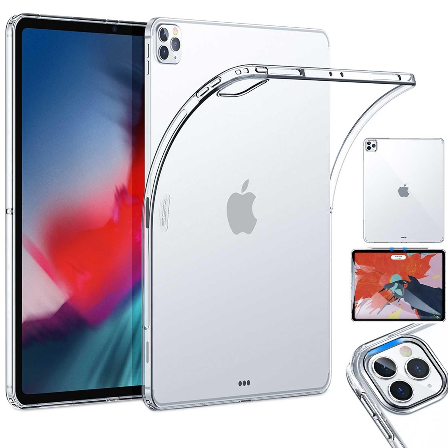 Wigento Für Apple iPad Pro 12.9 2022/2021 / 2020 Transparent Tablet Tasche Hülle Case TPU Silikon Etuis dünn