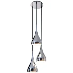 Pendelleuchte Designlampe Deckenlampe Hängeleuchte Chrom Metall 3-Flammig