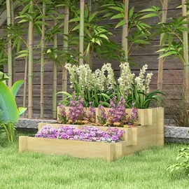 Outsunny Hochbeet 93 x 93 x 35 cm Naturholz