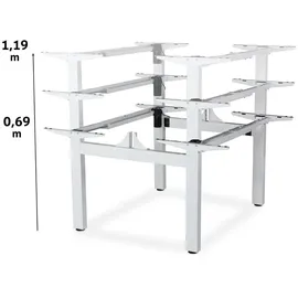 eSmart ETX-221W Weiß Ergonomisches Steh-Sitz-Doppel-Schreibtisch-Gestell Stufenlos elektrisch höhenverstellbar 69-119cm in Weiß 4x Memory Kollisionsschutz Aktivitätserinnerung Soft-Start/Stopp