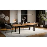 Ausziehbarer Esstisch Leonardo aus Massivholz Eiche Craft – Design Esstisch 90x170 ausziehbar auf 250 cm – Moderner Tisch für Esszimmer & Küche - Schwarz