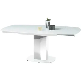 Stolkom Esstisch ausziehbar Ø 130-190 Super White Glas / Edelstahl
