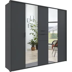 Drehtürenschrank WIMEX "Moldau Kleiderschrank mit Spiegel Schlafzimmerschrank Bestseller", grau (graphit), B:225cm H:208cm T:58cm, Spanplatte, Schränke, Wähle deine Innenausstattung fertig konfiguriert im Schrank