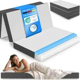 ELONEO Premium Visco Klappmatratze 140x200 cm, extra hoch 15 cm, Gästematratze klappbar, Faltmatratze, faltbare Matratze, Bandscheibenwürfel, Rei...