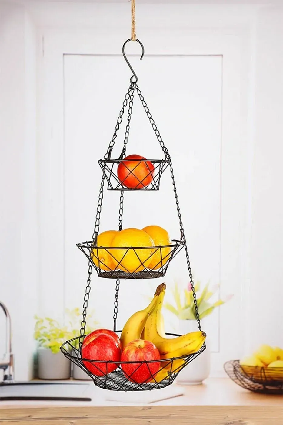 Hänge - Etagere mit 3 Körben Gesamtmaß: ca. 28cm, Höhe 67cm