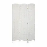Relaxdays Paravent, HxB: 170 x 120 cm, Trennwand für innen, Holz & Papierseil, faltbarer Raumteiler, 3-teilig, weiß