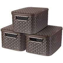 Curver STYLE BOX S mit Deckel, 3er-Set, dunkelbraun, 3x7L