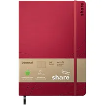 Share Notizbuch A5, punktkariert rot