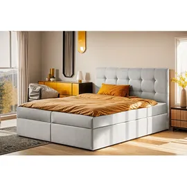 kaiser möbel Boxbett, Hellgrau, H3, 160x200 cm Schlafzimmer, Betten, Boxspringbetten