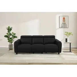 OTTO home 3-Sitzer OTTO HOME "SKAANE Lederoptik, 229 cm, manuelle-u. elektrische Relaxfunktion", schwarz, B:229cm H:100cm T:100cm, 100% Polyurethan, Sofas, Relax-Funktion in 2 Sitzen, Kopfteilverstellung, Federkernpolsterung