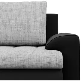 mebligo Rechts Ecksofa mit Schlaffunktion Ottomane, Grau + Schwarz