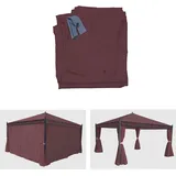 4er-Set Seitenwand für Pergola Cadiz, Ersatzseitenwand Pavillon 4x4m, Polyester - rot-braun