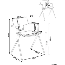 Beliani Esszimmerstuhl 2er Set MANSON Schwarz / Weiß