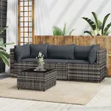 vidaXL Polyrattan Lounge-Set 4-tlg. grau inkl. Kissen 319767