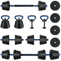 vidaXL 4-in-1 Hantelset 40 kg Schwarz / Blau Zement