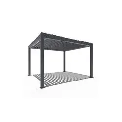 Weide Prestige Pergola | Voll-Alu-Pavillon | 3,6 x 4 M | Inkl. LED & 4x Sonnenrollo | Lamellendach Anthrazit