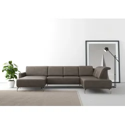 Wohnlandschaft SIT & MORE "Bailando U-Form", braun, B:337cm H:84cm T:205cm, Sofas, wahlweise mit Kopfteilverstellung und Vorziehsitz, motorisch