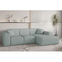 Fun Möbel Ecksofa Designersofa CELES PREMIUM in Stoff Scala Saphirblau Ottomane Rechts - Blau