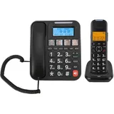 Asixxsix Erweiterbares Kordeles/schnurloses Telefon mit Anrufbeantworter, Anrufblockierung, Anrufer -ID, Foto -Zifferblatt, Große Taste und 2 -Zoll -Bildschirm, Erweiterbar auf 5 Handys (EU-Stecker)