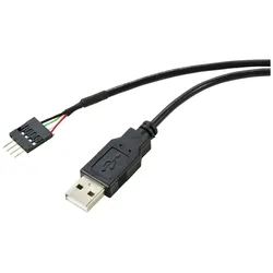 Renkforce USB-Kabel USB 2.0 Pfostenstecker 4pol., USB-A Stecker 0.40 m Schwarz Geflechtschirm RF-571