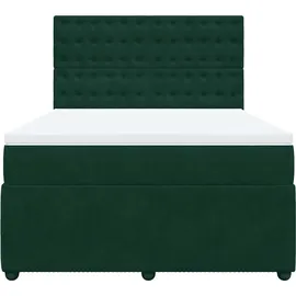 vidaXL Boxspringbett 140 x 200 cm Dunkelgrün