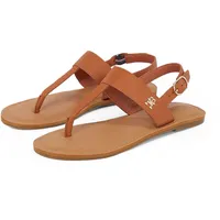 Riemchensandale TOMMY HILFIGER "LEATHER THONG SANDAL", Damen, Gr. 39, braun, Leder, modisch, Schuhe, Sandalette, Sommerschuh, Flats mit Zehensteg