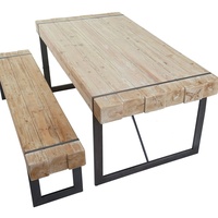 Mendler Esszimmergarnitur HWC-A15, Esstisch + 1x Sitzbank, Tanne Holz rustikal massiv MVG-zertifiziert ~ naturfarben 180cm