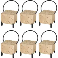 Mendler 6er-Set Esszimmerstuhl HWC-L76, Besucherstuhl Hocker, Industrial Metall Massiv-Holz