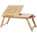 PROREGAL® Schreibtisch Laptoptisch 28x55x35cm Bambus Lüftungslöcher faltbar höhenverstellbar