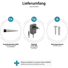 PARLAT LED Unterbau-Leuchte SIRIS mit Netzteil, flach, 50cm, 531lm, warm-weiß