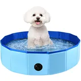 Faltbarer Hundepool, 60 x 20 cm Hundeplanschbecken, PVC Faltbares Haustier Hund Planschbecken, Blau Tragbares Schwimmbad für Haustiere Hund Schwimmbad für Indoor Outdoor