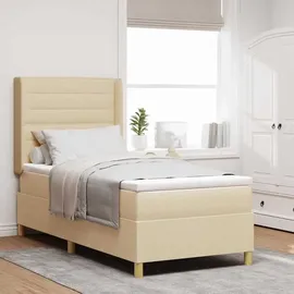 vidaXL Boxspringbett mit LED-Lichtleisten Creme 90 x 190 cm Stoff
