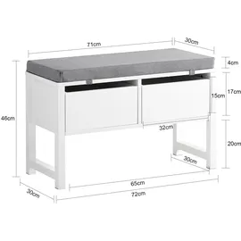 SoBuy Schuhbank 72 x 64 x 30 cm grau / grau