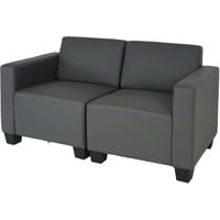 Mendler Modular 2-Sitzer Sofa Couch Lyon, Kunstleder ~ dunkelgrau