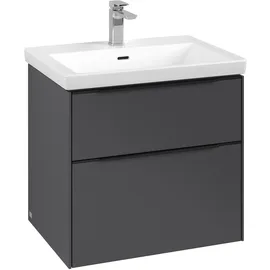 Villeroy & Boch Waschbeckenunterschrank 2 Auszüge 62,2 x 57,9 x 47,8 cm Schwarz