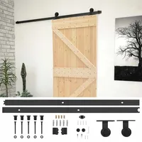 vidaXL Schiebetür Natur und Schwarz 100 x 210 cm 3444867