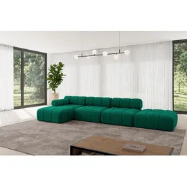 altdecor Eckcouch Samt 6-Sitzer Dunkelgrün