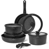 just perfecto 11-Teilig Topfset Pfannenset mit abnehmbaren Schwarz
