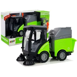 LEAN Toys Spielzeug-Auto Kehrmaschine Sound Spielzeug Spielzeug Plastikauto Lichter Müllwagen grün