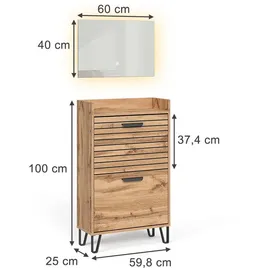 Vicco Garderobenset Amber 59,8 x 100 cm Eiche Wotan