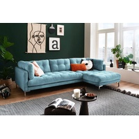 Trends by HG Ecksofa Landau L-Form, in Cord-Stoff mit Metallfuß blau